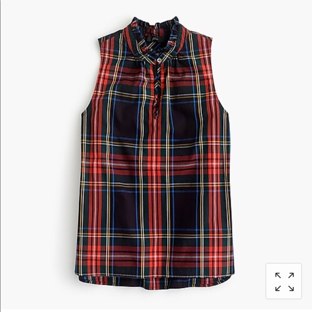 J. Crew Ruffle-neck Tartan top